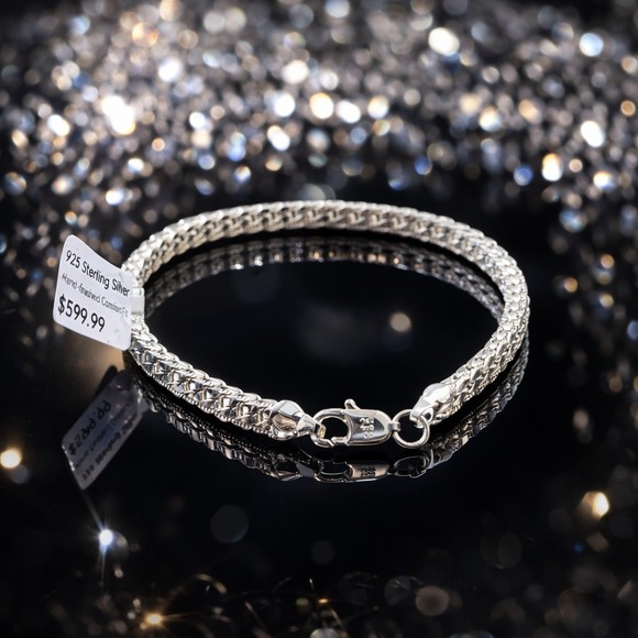 Jewelry - 925 Sterling Silver Hand-Finished Comfort Woven Link Bracelet Women 7.5 Inch